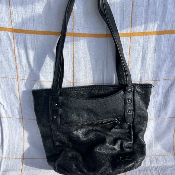 Handbags - LaSac Pebbled Black Leather Tote Bag